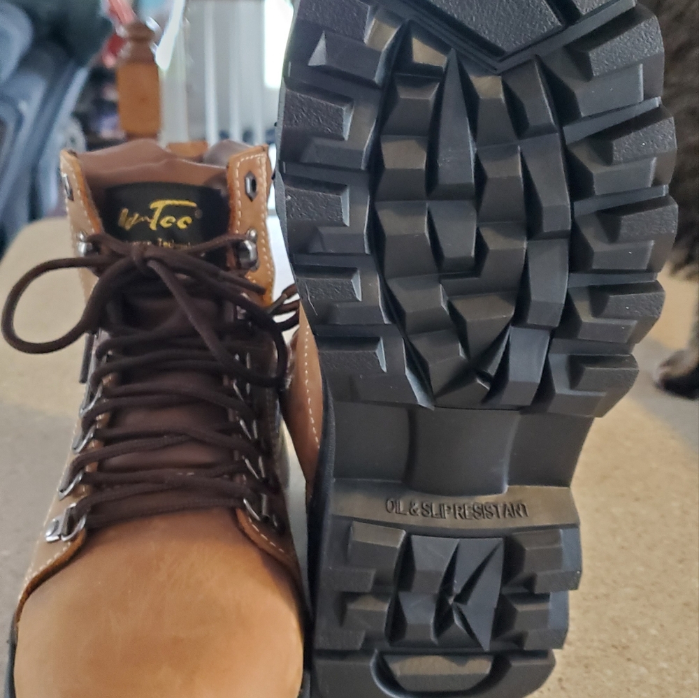 AdTec Brown Steel Toe Rugged Leather Boots with Heavy-Duty Sole 8.5